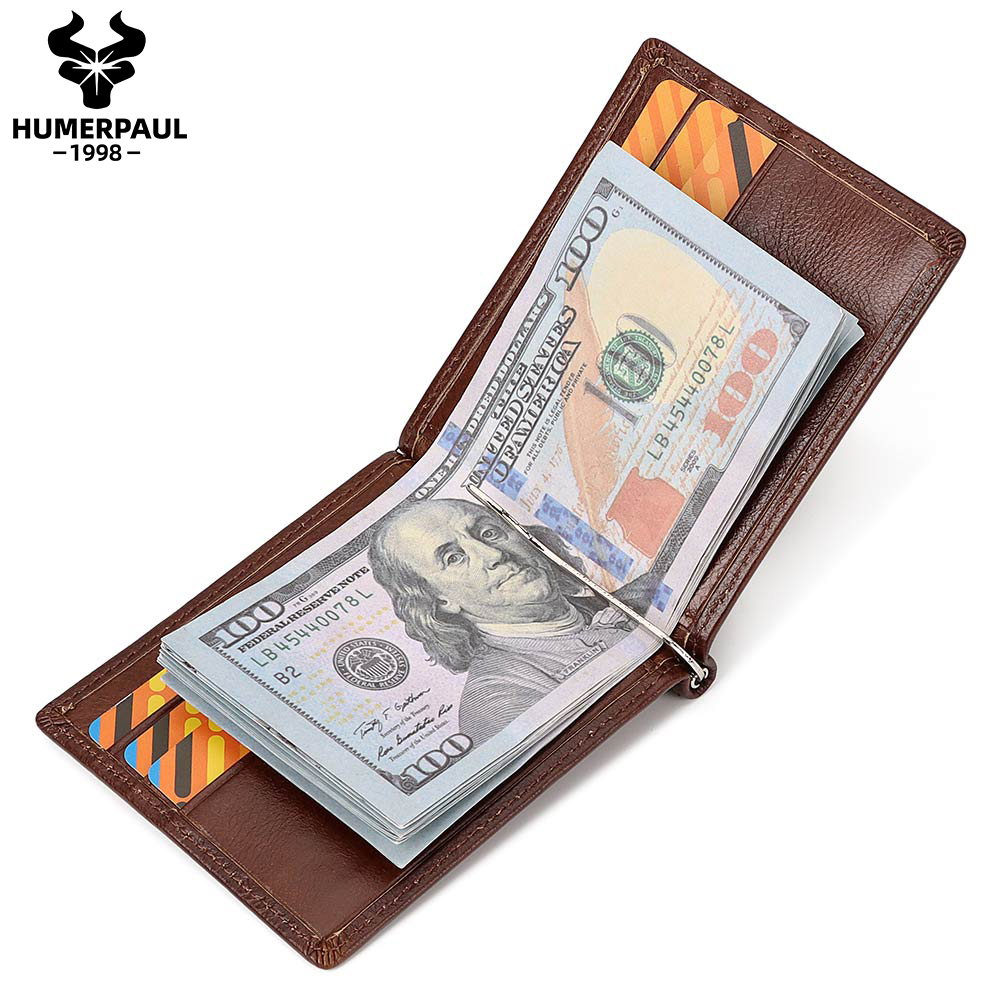 Money Clip Slim - Dompet pria kulit asli, dompet pria